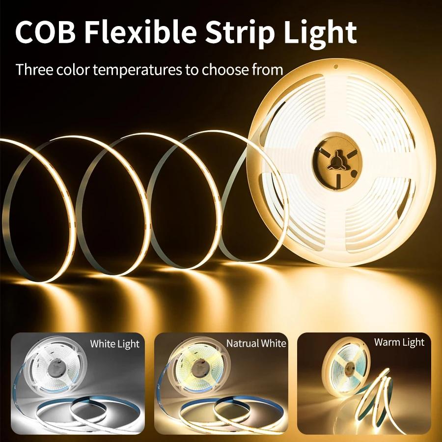 DC 5V COB USB LED Cabinet Light Touch Dimmable TV Backlight Tape LED Strip Lights for Wardrobe Stairs Kitchen Bedroom Decoration