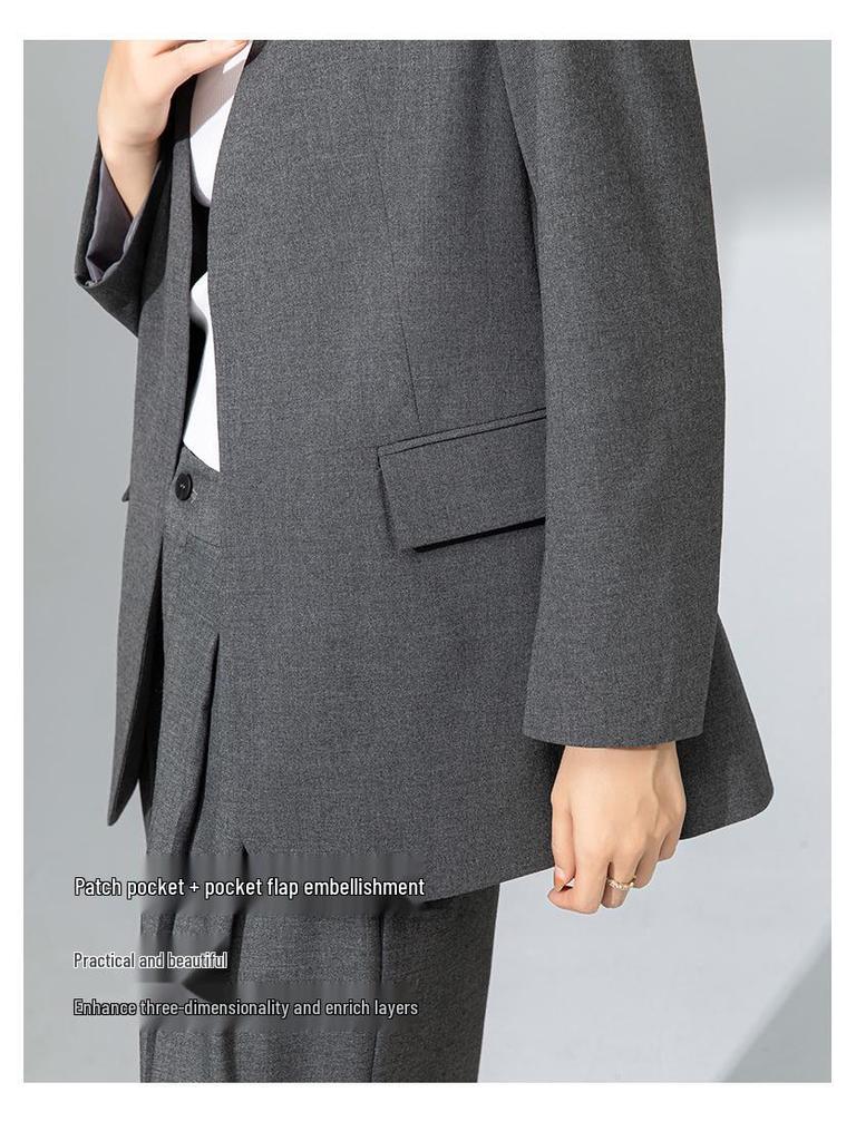 Xin Ge Spring 2025 TR Wool Suit: V-Neck Jacket & Wide-Leg Pants