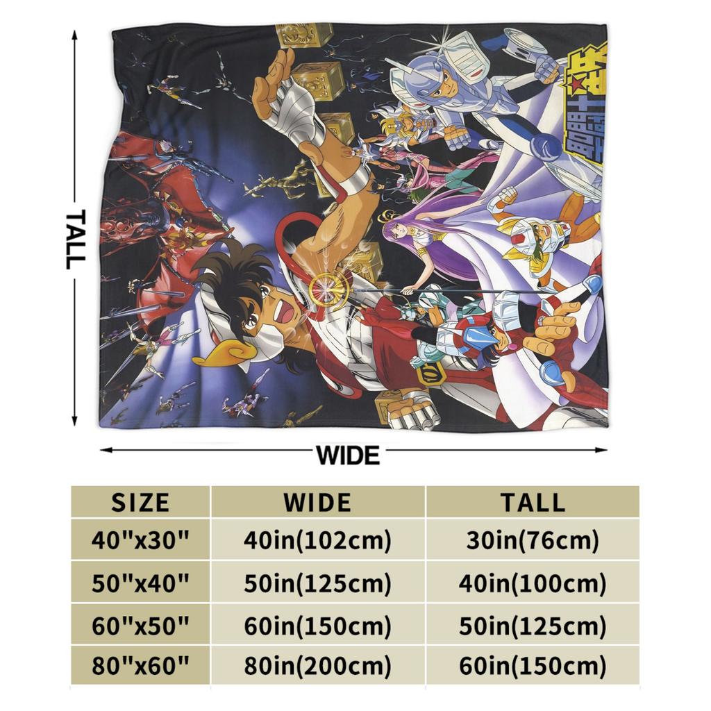 Saints Seiyas Anime Plush Blanket Knights of the Zodiac Awesome Throw Blankets for Sofa Bedding Lounge 150*125cm Bedspread,