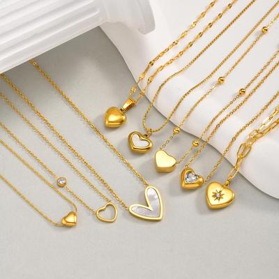 Fashion Love Heart Pendant Necklace for Women, Layering Necklaces Stainless Steel Minimalist Jewelry Free Nickel