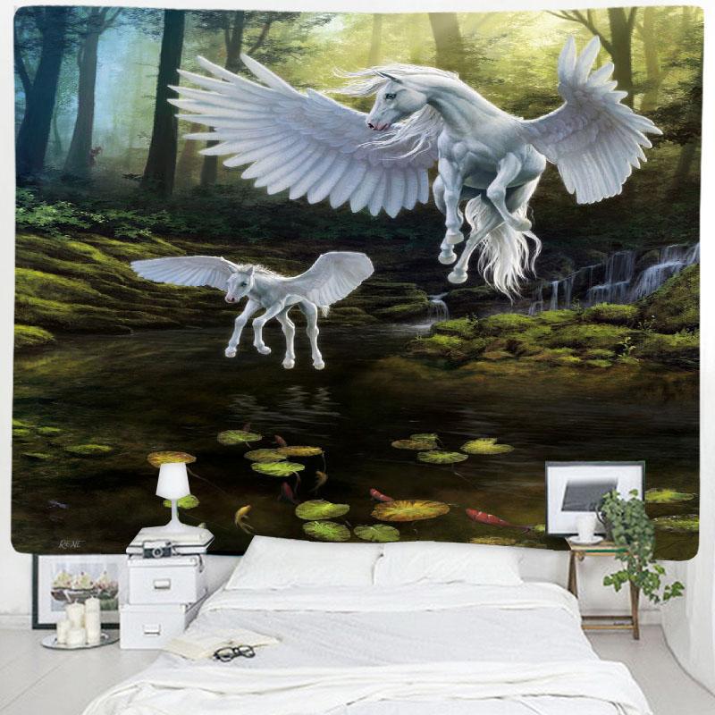 Fantasy Pegasus Background Cloth Unicorn Tapestry Wall Hanging Bedroom Dormitory Room Decoration