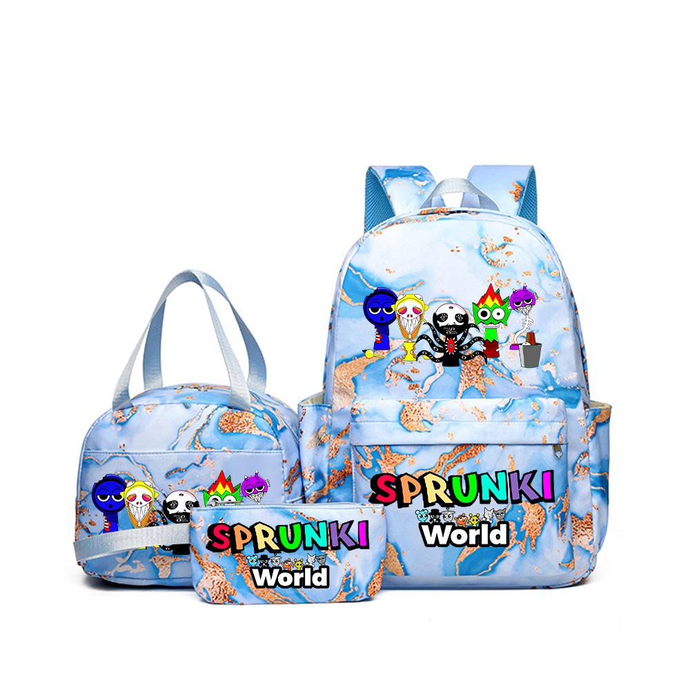 Rhythm Box Music Game Heat Transfer Backpack Sprunki Primary and Secondary School Students Children's Cute Schoolbag Three-piece Set