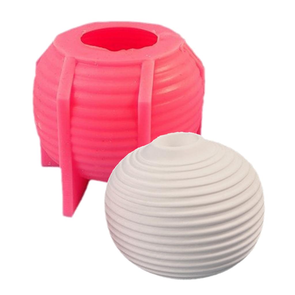 Striped Sphere Candle Holder Molds, Sphere Candlestick Molds for DIY Candle Holder Gypsum Decorations Christmas Gift