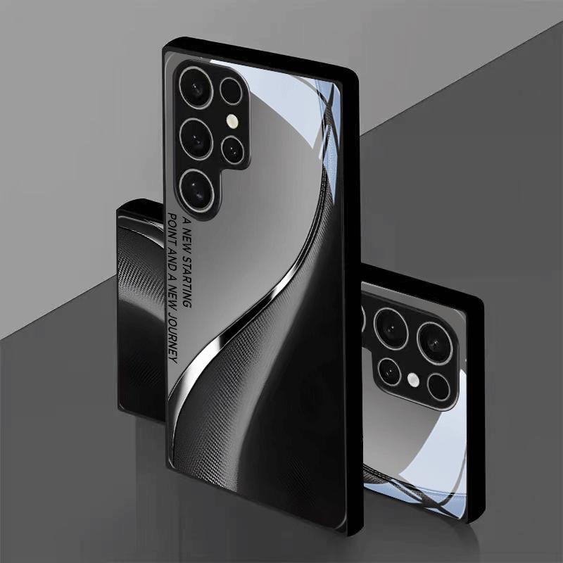 Sleek Black Gray Gradient Wave Glass Fashion Phone Cases S26 Ultra Case   for Samsung Galaxy S26 S25 S24 S23 S22 FE Ultra Plus