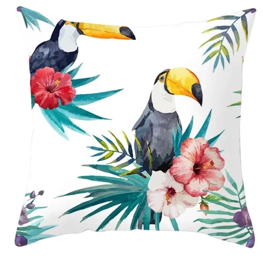 Federa per cuscino per divano, federa per cuscino stampata, Stile Tropicale, Animale, uccello, pappagallo, decorazione d'interni