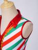 Kids Girls Christmas Costume Tulle Tutu Dress Candy Stripe Sleeveless Metallic Collar for Stage Performance Theme Party Holiday