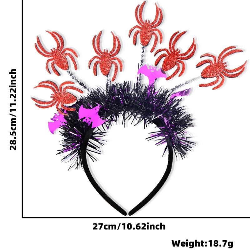 New Halloween Headband, Pumpkin Spider Top Headband, Ghost Party Decoration Funny Radial Colored Strip Headdress