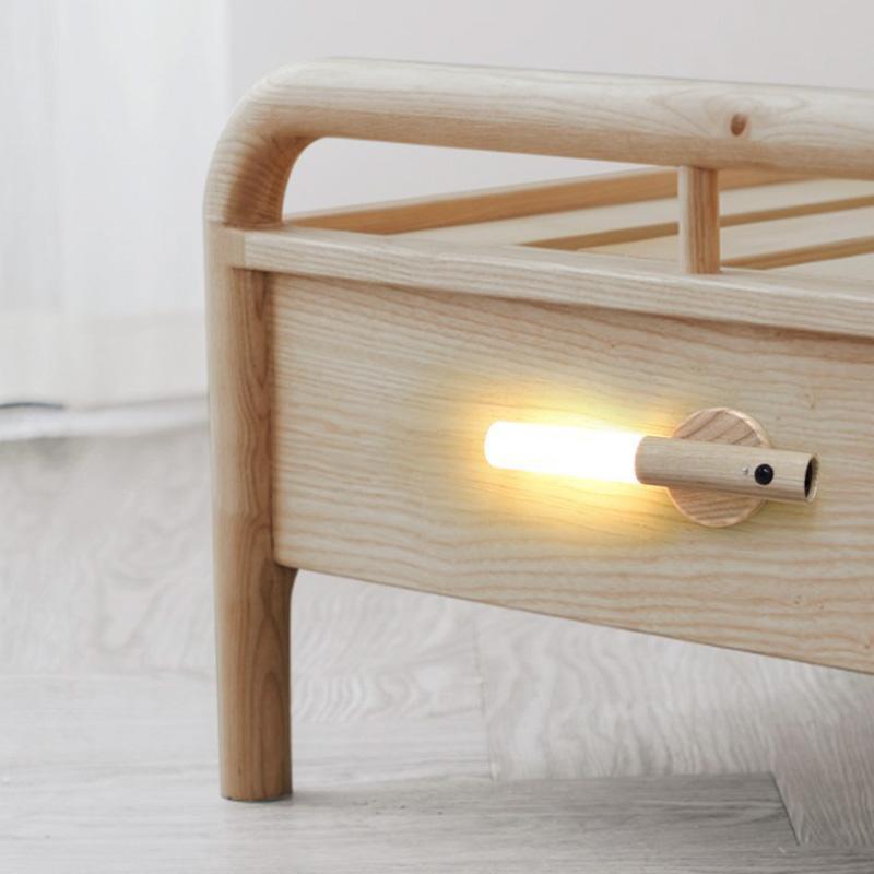 LED Wood USB Night Light Magnetic Wall Lamp Kitchen Cabinet Closet Light Home Staircase Bedroom Table Move Lamp Bedside Lighting