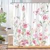 Beautiful Watercolour Botanical Floral Shower Curtain Pink Blue Floral Home Polyester Shower Curtains Bathroom Decor with Hooks