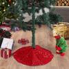 Christmas Tree Skirt W/ Small Sequin Red Tree Skirts Sparkling Sequin Tree Skirt for Christmas New Year Festival Family Party