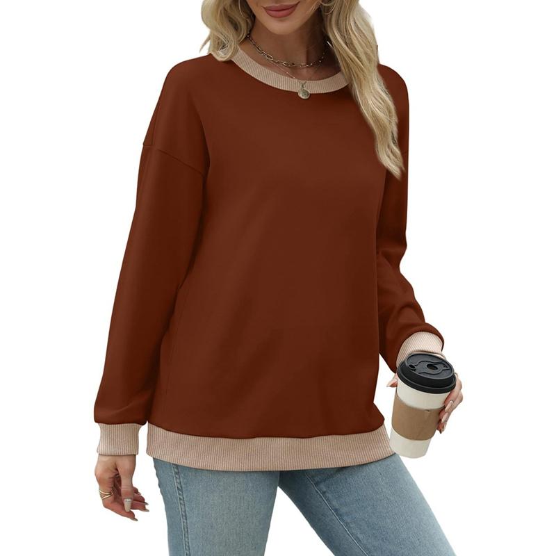 Autumn and Winter Women Round Neck Loose Long Sleeve Sweatshirt Casual Top