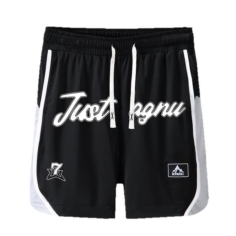 Plus Size Color Block Letter Print Summer Shorts - Loose Fit Five-Point Pants