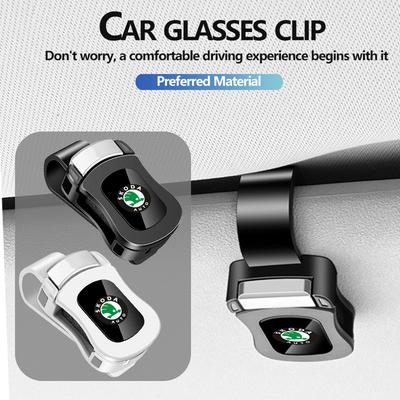 Clip Porte-Lunettes Pare-Soleil de Voiture Pince à Lunettes de Soleil Porte-Carte Ticket Pour Octavia Superb RAPID FABIA KAMIQ KAROQ KODIAQ YETI