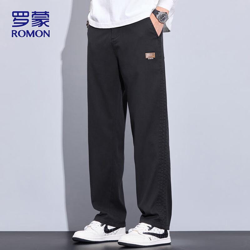 ROMON Men's Autumn/Winter Loose Fit Straight-Leg Casual Pants