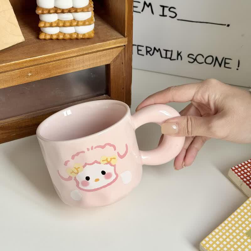 Star Ceramic Mug with Lid  Spoon
