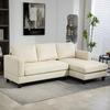 Chaise Longue Sofa 3-Seater L-Shaped Upholstered in Corduroy Padded Seat and Backrest 214x134x87 cm Beige