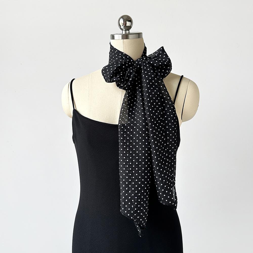 

Long Polka Dot Silk Scarf Women s Print Relaxed Sense Streamer Spring and Summer All Decorative Scarf Temperament Headband