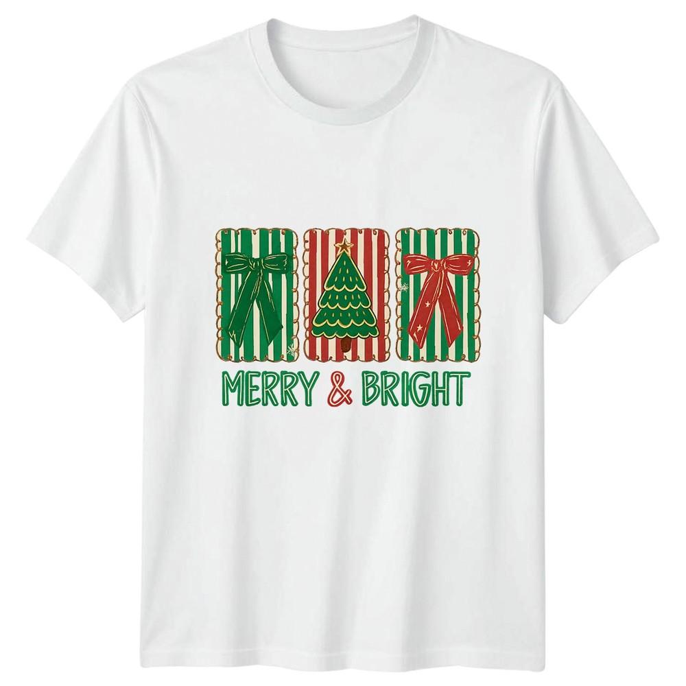 Merry Bright Christmas Holidays Unisexs Unisexs Graphic Tee Shirt Rustic Decor S