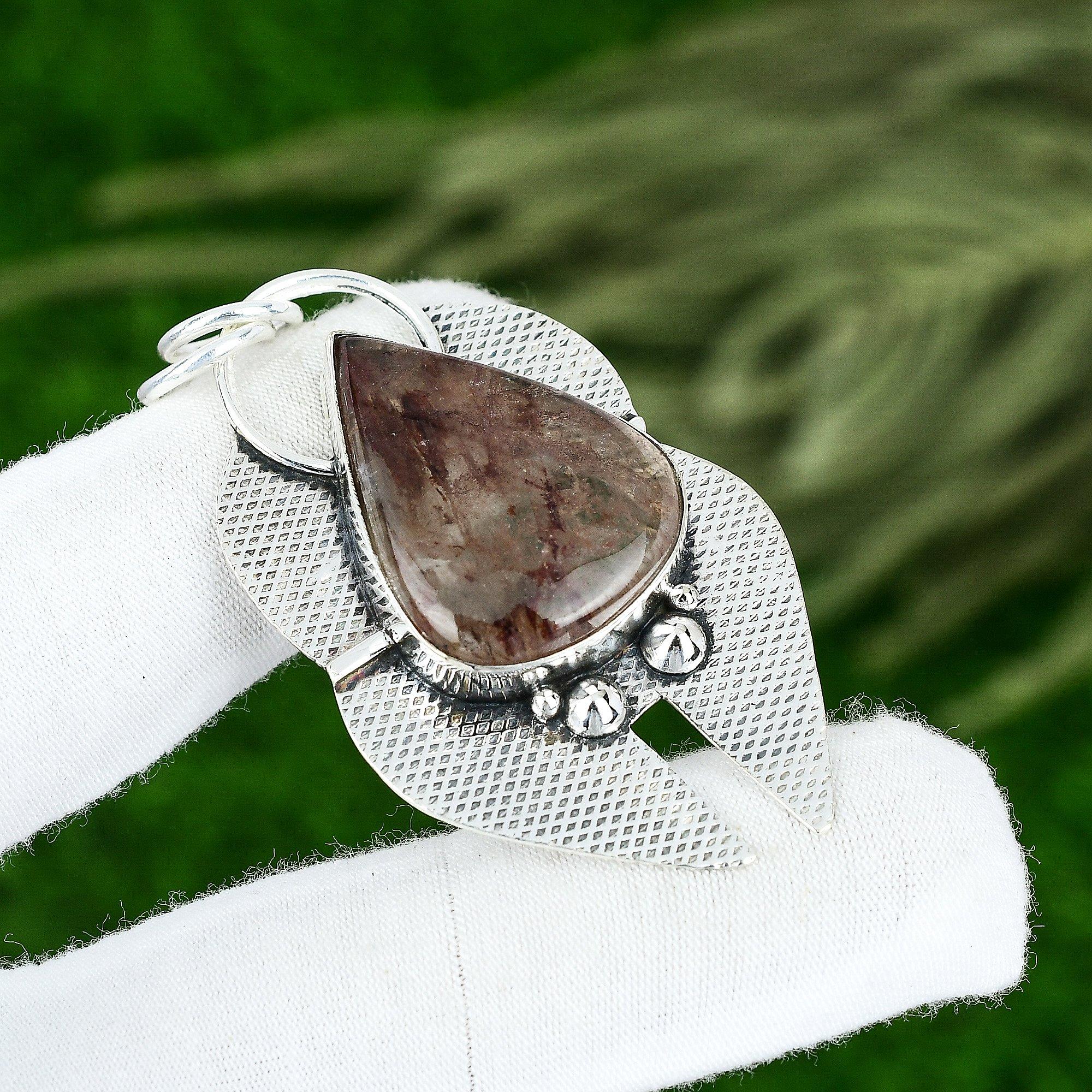 

Memorial Day Deal 925 Silver Pear Elestial Quartz Stone Sister Pendant Jewelry