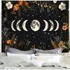 BVBOX Moon Garden Tapestry 59"x51", Black Celestial Floral Bohemian Moon Butterfly Tapestries, Dark Botanical Tapestry Wall Hanging Room Decor For
