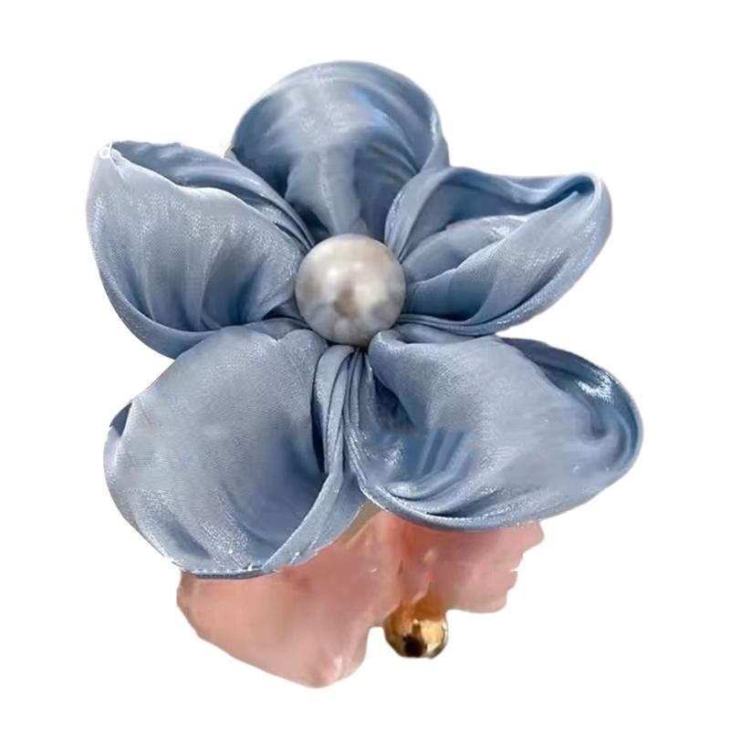 Elegantes florales Perlen-Haargummi für Frauen Bequem und stilvoll Elastisches Stoff-Blumen-Scrunchie Haarband Haarschmuck