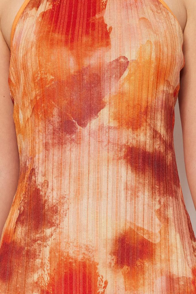 Modisches, lässiges, ärmelloses, fuchsiafarbenes, plissiertes Strick-Midikleid mit Gürtel für Damen