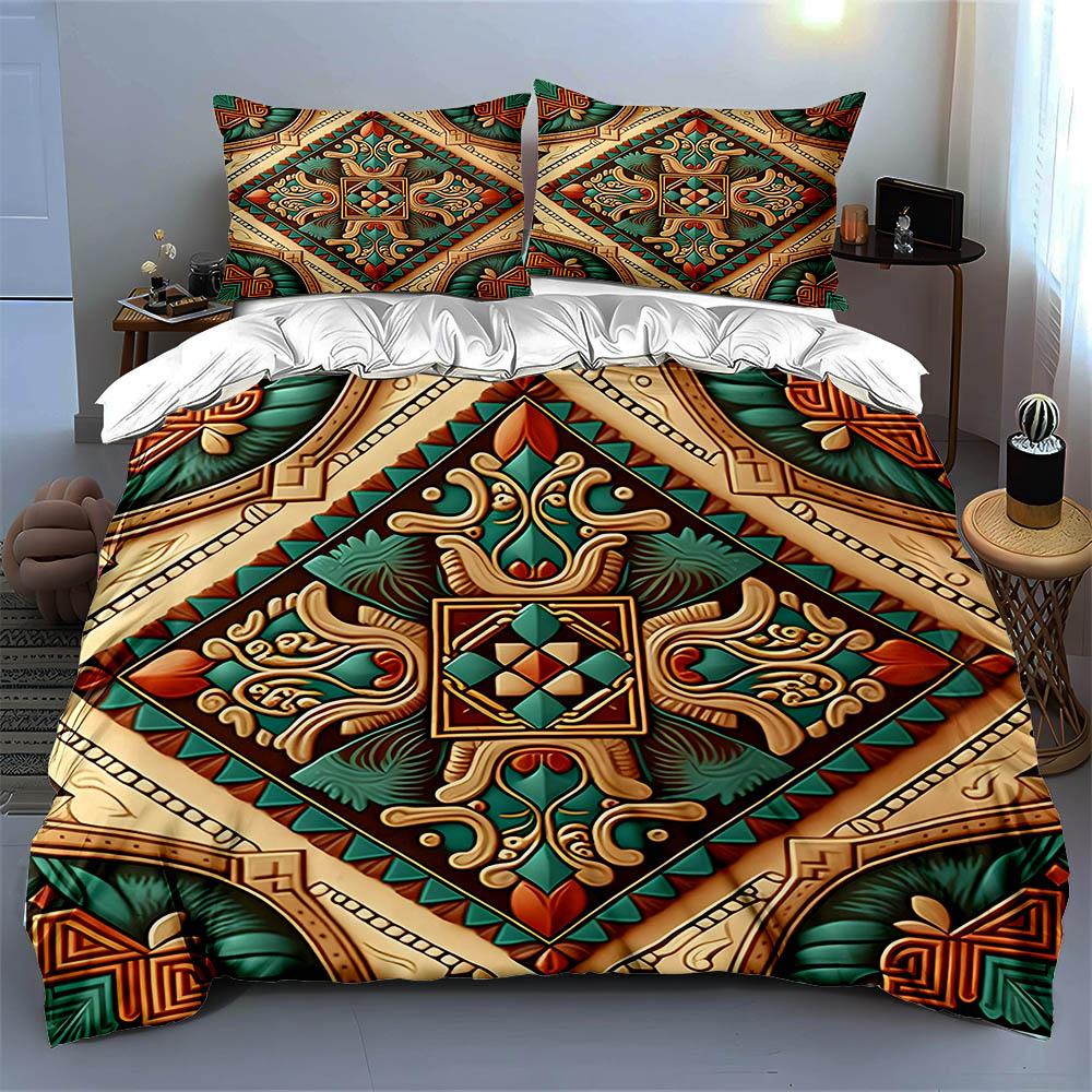 Intricate Geometric Floral Bedding Duvet Cover Sets Duvet Covers Pillowcases Gifts (1 * Duvet Cover 2 * Pillowcases, Without Duvet Insert)