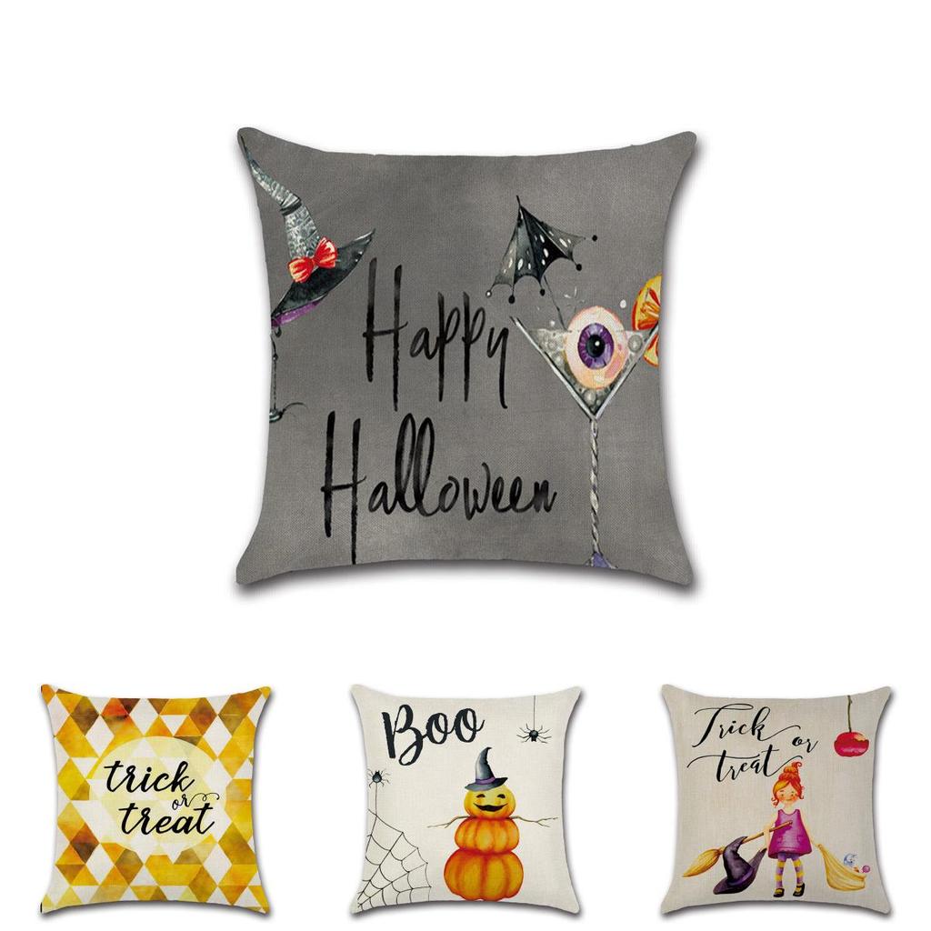 Luxurious Halloween Pillow Case For Sofa And Home Decoration With Pumpkin Design Linen Throw