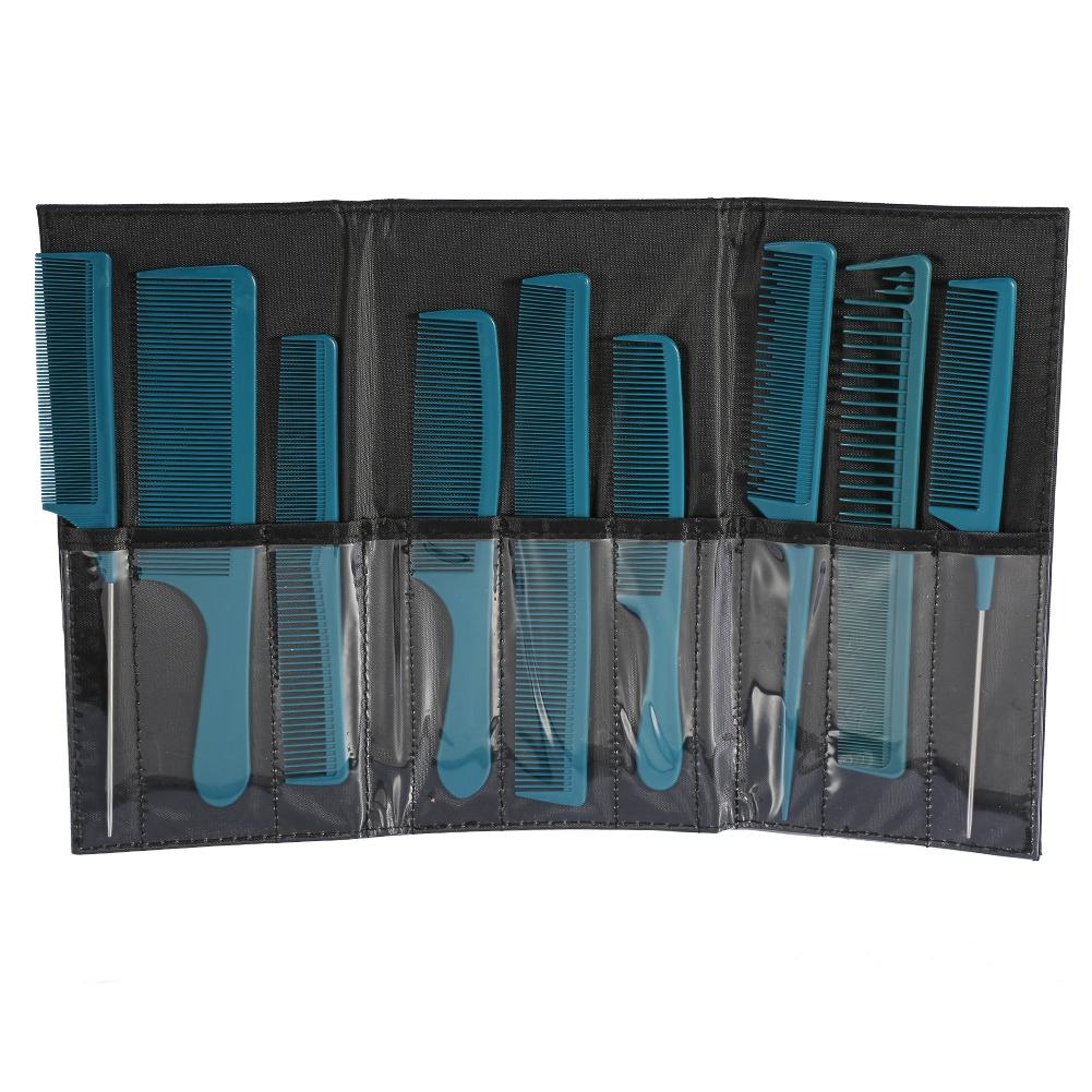 

3 цвета 9 шт модная парикмахерская расческа с сумкой набор инструментов для укладки волос Blue