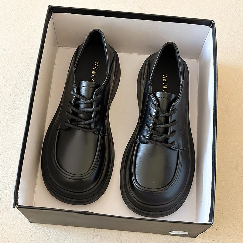 Leather small leather shoes women's spring new thick-soled heightening Mary Jane single shoes