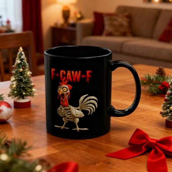 Funny Coffee Mug F-Caw-F Chicken Mug Ceramic 350ml Hot Cold Drinking Cup Dishwasher Safe Novelty Gift