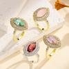 Retro Marquise-Shaped Zircon Teardrop Ring for Women – Colorful, Luxurious Copper Design