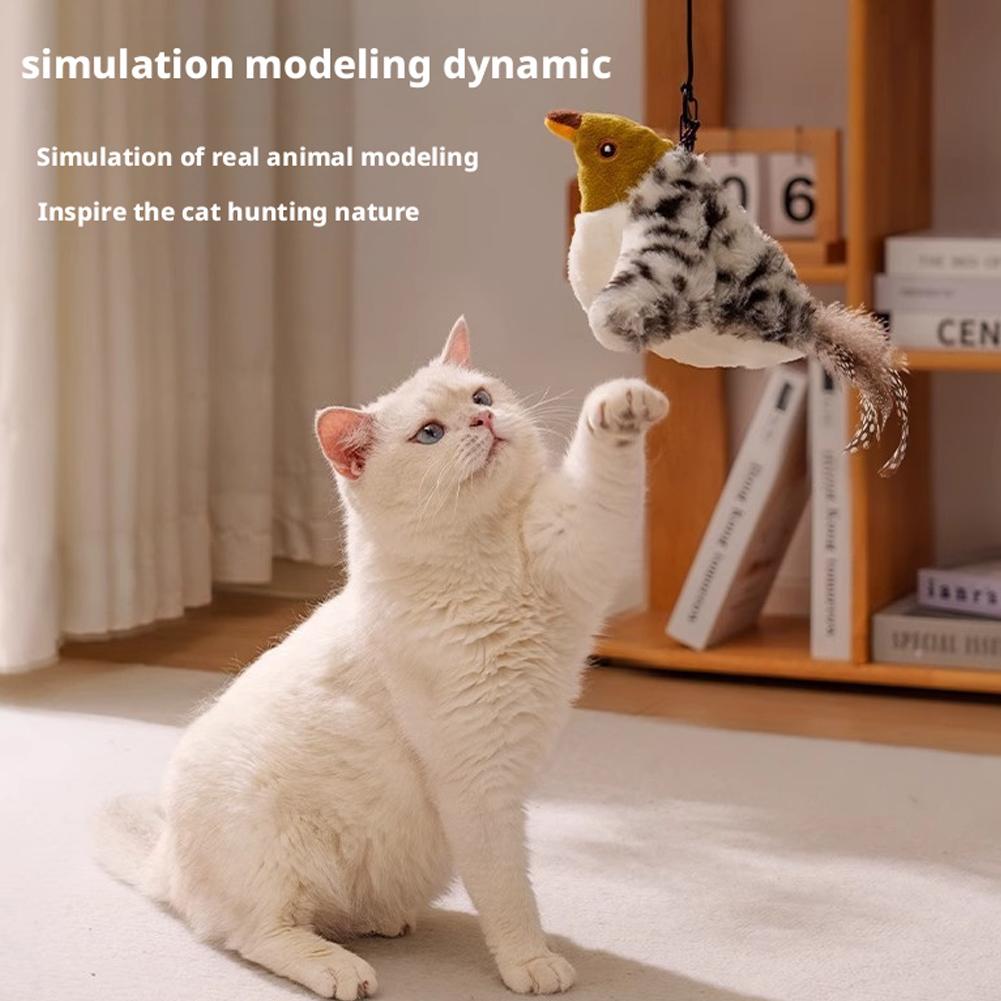 New Rechargeable Interactive Tapping Chirping Bird Cat Toy with Replacement Bird Skin Popular Cat Toy