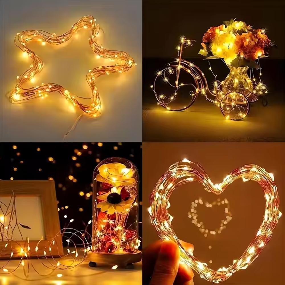 LED String Lights Rechargeable Fairy Lights Mini Twinkle Copper Light Detachable Design Halloween Wedding Xmas Gift Decor