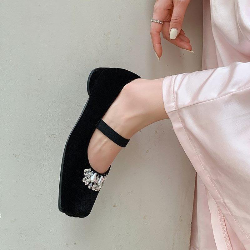 New Chinese Style Velvet Ballet Shoes with Comfortable Quality Sheepskin Padding Fashionable Sexy Elegant Women's Single Shoes