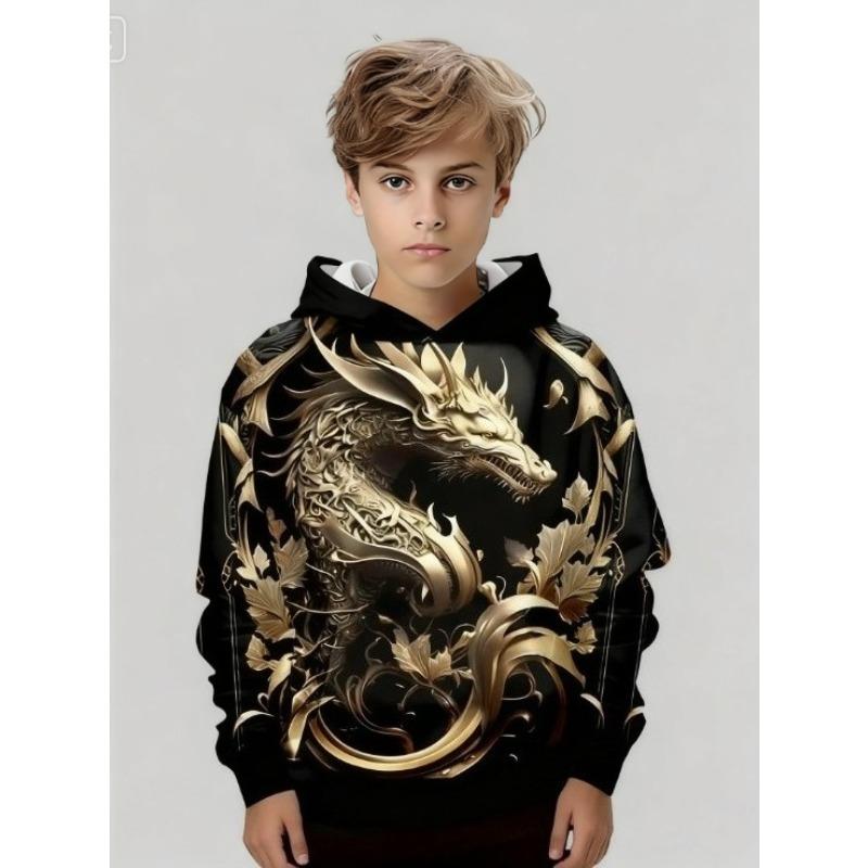 Autumn Funny Animal Pattern 3D Printed Top Fashionable Casual Long Sleeved Children's Boy Hoodies