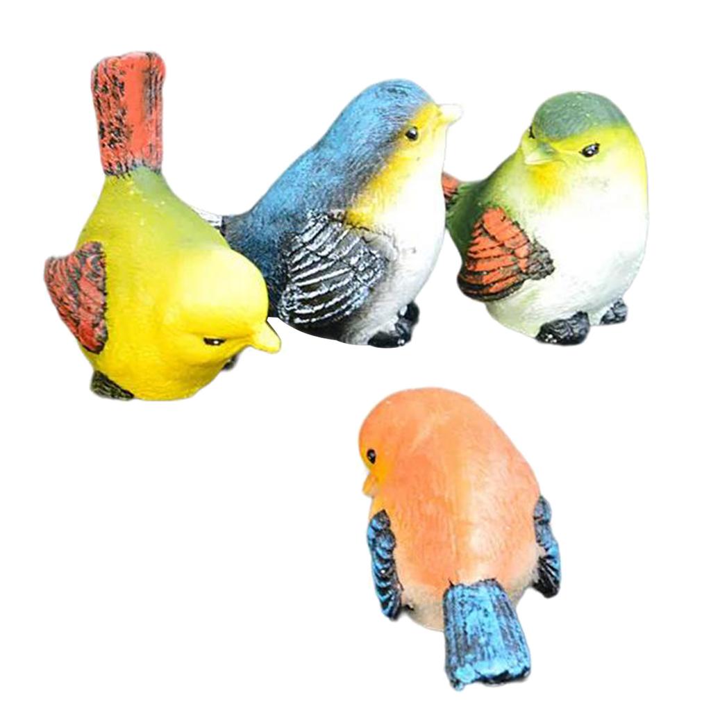 4Pcs Miniature Bird Decorative Figurines Garden Ornaments for Landscape Garden