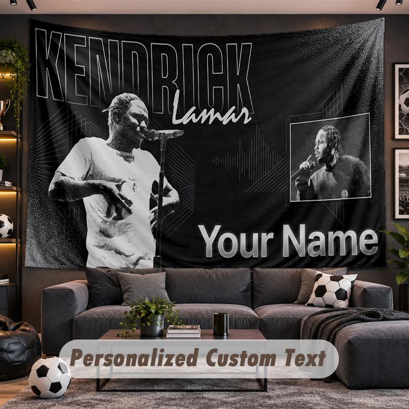 Wall Hanging Tapestry Custom NameKendrick Lamar Pattern Personalized Printed Fabric Wall Decor