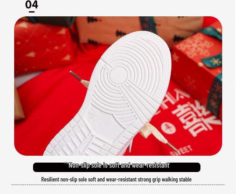 Stylish 2026 Red Unisex Kids Board Shoes for Middle & Big Primary School Students - New Year Casual