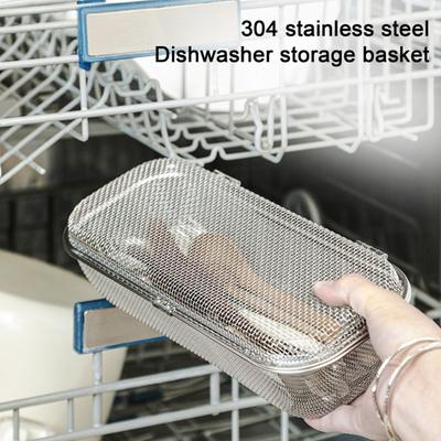 Koš z nerezové oceli s okénky na nádobí Vhodný do myčky Nerezový odkapávač na lžíce vidličky hůlky nádobí Efektivní kuchyňský organizér