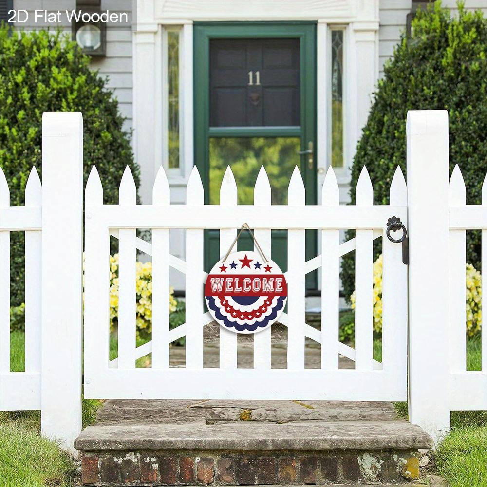 2D Flat, Independence Day Hanging Welcome Sign Decoration, Patriotic Decoration Signs and Plaques, Welcome Wooden Sign Door Hanger, Suitable for Home