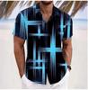 Men's Geometric 3D Printed Lapel Short Sleeve Casual Fashion Shirt Summer Outdoor Vacation Hawaiian Shirt