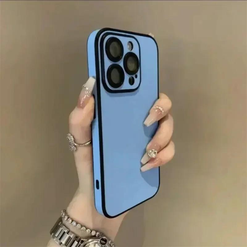 Luxury Leather Colorful Silicone Phone Case for iPhone 17 16 15 14 13 12 11 Pro Max Soft Bumper Matte Shockproof Simple Cover
