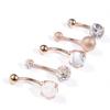 5Pcs/Set Women Navel Button Rings Rose Gold Medical Steel Rhinestone