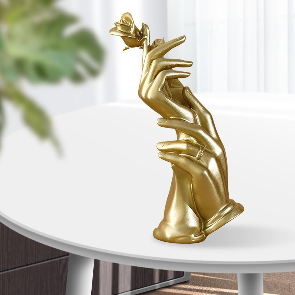 Creative Resin Sculpture Rose Desktop Room Study Statue Figurines Crafts Birthday Ornament Golden