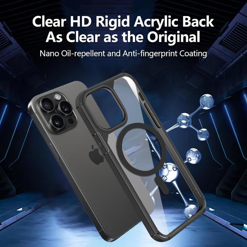 For iPhone 14 Pro Magnetic Case TPU + Acrylic Phone Back Cover Compatible with MagSafe