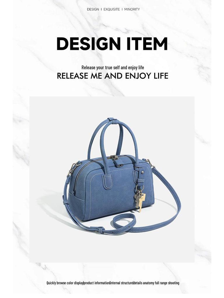 CASHY Leather Boston Handbag: Women's Vintage Commute Crossbody Bag