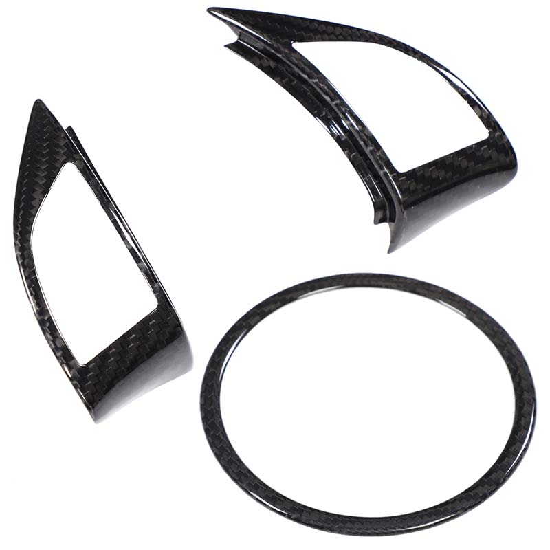 For 2008-2026 Fiat 500 For Abarth Real Carbon Fiber Car Steering Wheel Button Frame Logo Outer Ring Sticker Car Accessories