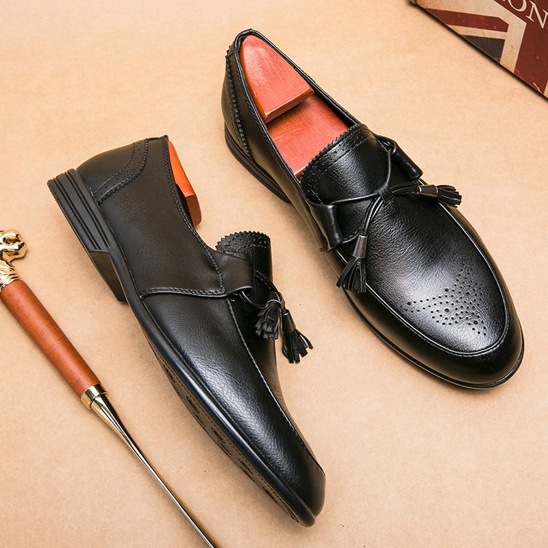 High Quality Leather Men Tassel Loafers Dress Shoes Slip On Male Shoes Casual Shoes Man Party Wedding Footwear Big Size 38-47