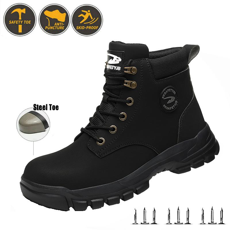 Men‘s Work Safety Shoes Waterproof Steel Toe Boots Lightweight Design with Anti-Smash Anti-Puncture Suitable for Exploitation